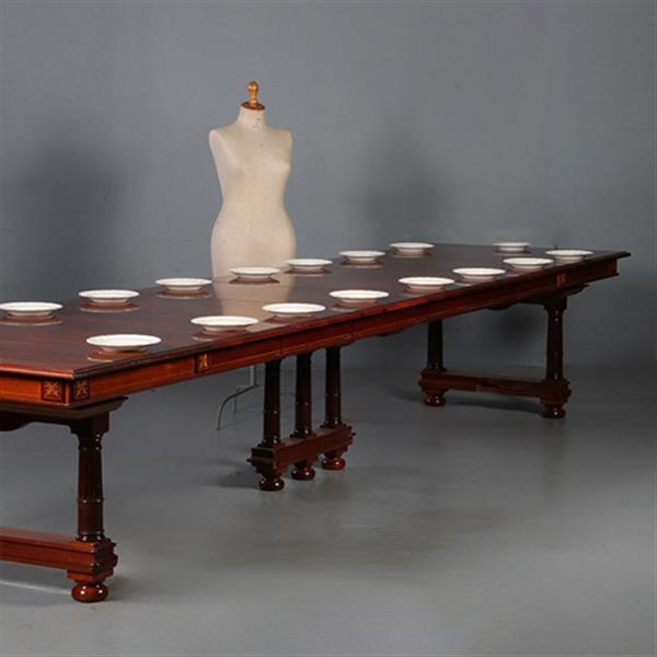 Grote foto zeer lange tafel voor 18 personen ca 1880 historisme no.862495 antiek en kunst stoelen en banken