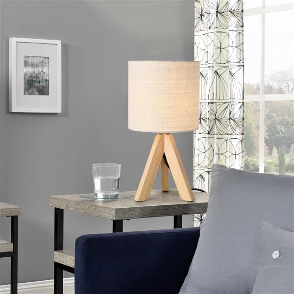 Grote foto tafellamp koblenz tripod lamp 37 5x 18 cm beige en hout e14 huis en inrichting tafellampen