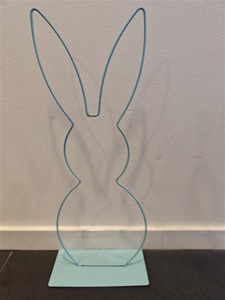 Grote foto metalen frame haas staand oor op voet 50 cm turquoise op op standaard metal rabbit eenmalig artikel verzamelen overige verzamelingen