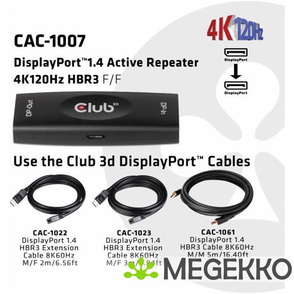Grote foto club3d 1007 video kabel adapter displayport zwart computers en software overige computers en software
