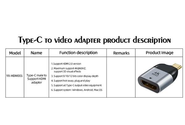 Grote foto drphone uce2 usb c naar hdmi female 2.0 4k 60hz adapter converter zwart zilver computers en software overige computers en software