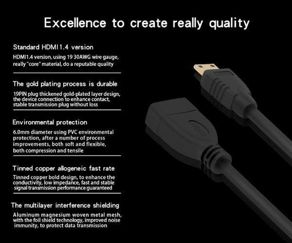 Grote foto drphone mnh mini hdmi mannelijk naar hdmi vrouwelijk 1080p adapter voor o.a camera camcorder proje telecommunicatie opladers en autoladers