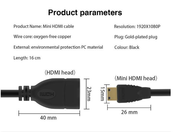 Grote foto drphone mnh mini hdmi mannelijk naar hdmi vrouwelijk 1080p adapter voor o.a camera camcorder proje telecommunicatie opladers en autoladers