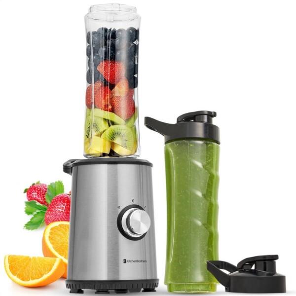 Grote foto kitchenbrothers mini blender smoothie maker 2 to go bekers 350w rvs huis en inrichting keukenbenodigdheden