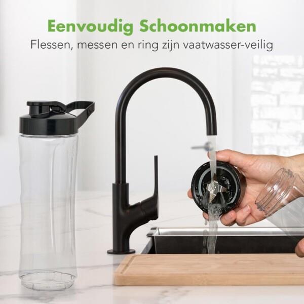 Grote foto kitchenbrothers mini blender smoothie maker 2 to go bekers 350w rvs huis en inrichting keukenbenodigdheden