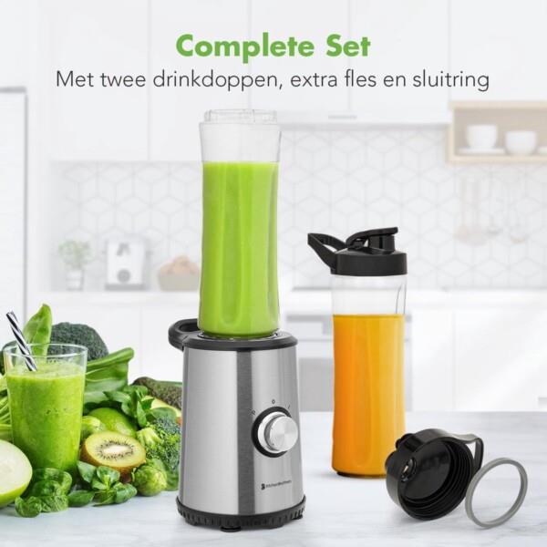 Grote foto kitchenbrothers mini blender smoothie maker 2 to go bekers 350w rvs huis en inrichting keukenbenodigdheden