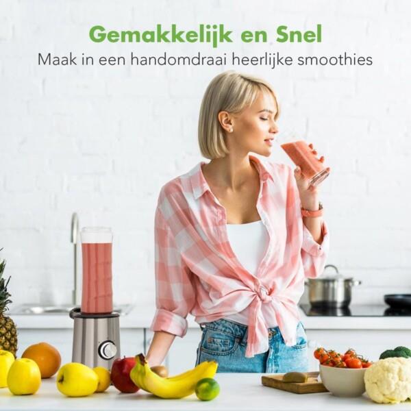 Grote foto kitchenbrothers mini blender smoothie maker 2 to go bekers 350w rvs huis en inrichting keukenbenodigdheden