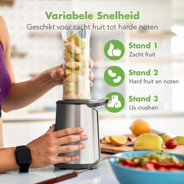 Grote foto kitchenbrothers mini blender smoothie maker 2 to go bekers 350w rvs huis en inrichting keukenbenodigdheden