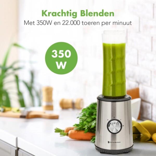 Grote foto kitchenbrothers mini blender smoothie maker 2 to go bekers 350w rvs huis en inrichting keukenbenodigdheden