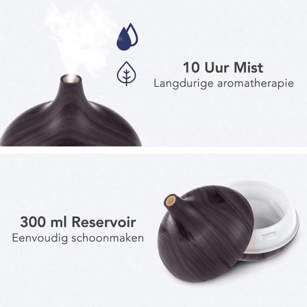 Grote foto lifegoods aroma diffuser 300 ml luchtbevochtiger 7 led kleuren donkerbruin huis en inrichting woningdecoratie