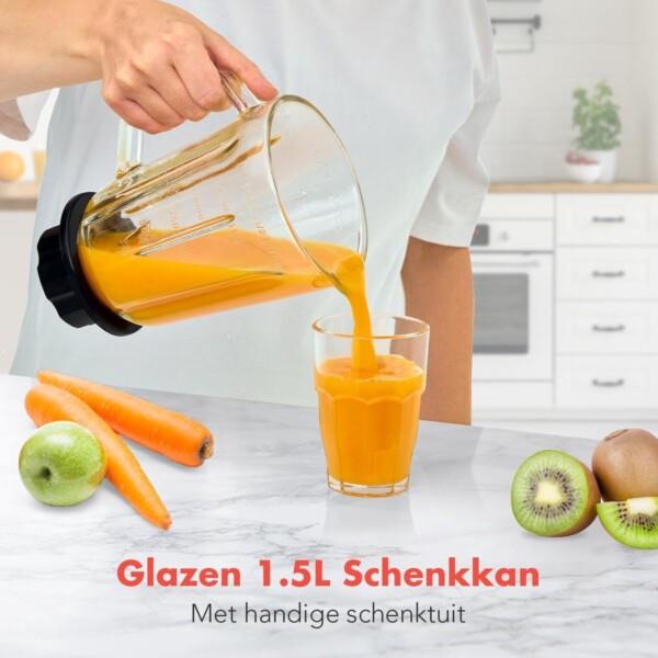 Grote foto kitchenbrothers smoothie blender 1.5 liter glazen kan 3 standen 700w rvs zwart huis en inrichting keukenbenodigdheden