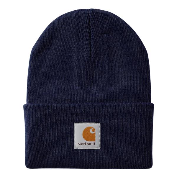 Grote foto carhartt wip acrylic knit muts navy motoren kleding