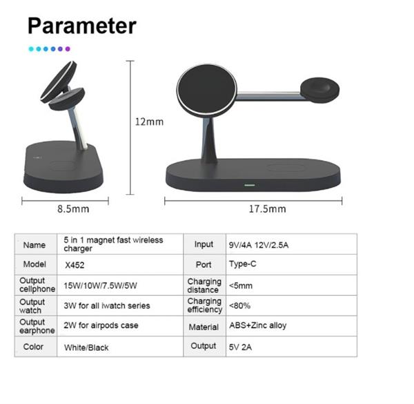 Grote foto drphone legend8 5 in 1 15w draadloze oplaadstation geschikt voor magsafe apple iphone 12 a telecommunicatie opladers en autoladers