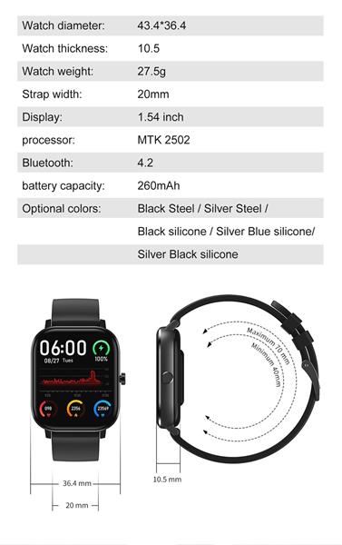 Grote foto drphone gte3 smartwatch ip67 hartslagmeter stappenteller bloeddrukmeter sportfuncties no kleding dames horloges