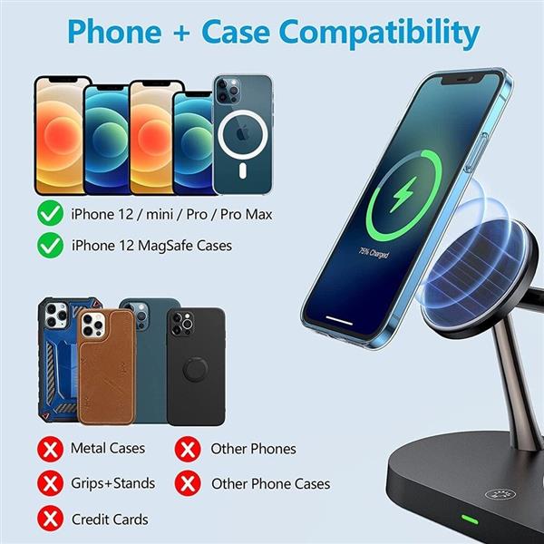 Grote foto drphone legend8 5 in 1 15w draadloze oplaadstation geschikt voor magsafe apple iphone 12 a telecommunicatie opladers en autoladers