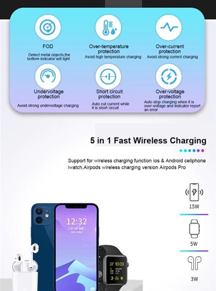 Grote foto drphone legend8 5 in 1 15w draadloze oplaadstation geschikt voor magsafe apple iphone 12 a telecommunicatie opladers en autoladers