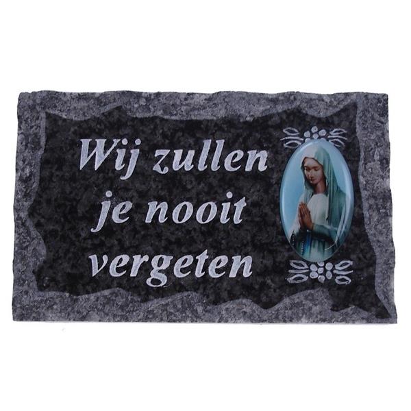 Grote foto grafplaat 9x14cm met tekst huis en inrichting urnen