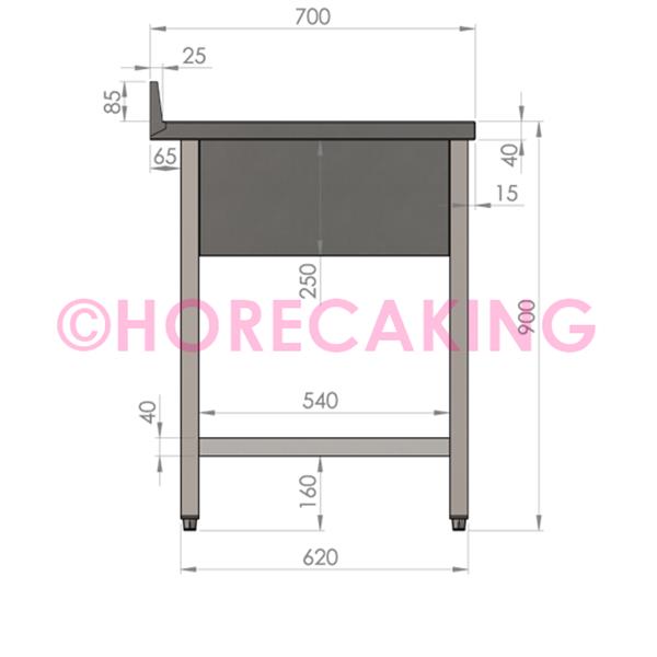 Grote foto rvs cheftafel met bodemschap 1100x700x900 mm spoelbak links rand diversen overige diversen