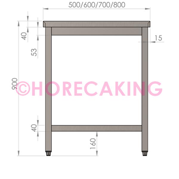 Grote foto rvs werktafel met halve bodemschap links 1100x500x900 mm diversen overige diversen