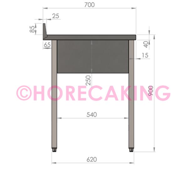 Grote foto rvs cheftafel zonder bodemschap 1100x700x900 mm spoelbak rechts rand diversen overige diversen