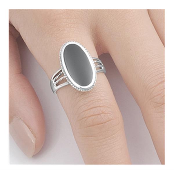 Grote foto zilveren ovale zwarte onyx steen ring sieraden tassen en uiterlijk ringen voor haar