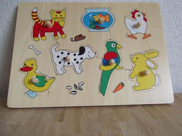 Grote foto plug puzzel huisdieren 7 stukjes kinderen en baby puzzels