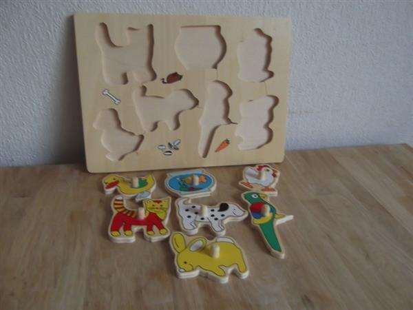 Grote foto plug puzzel huisdieren 7 stukjes kinderen en baby puzzels