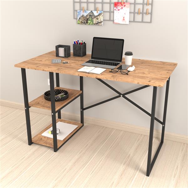 Grote foto en.casa bureau nittedal laptoptafel 75x120x60 cm zwart en eiken huis en inrichting stoelen