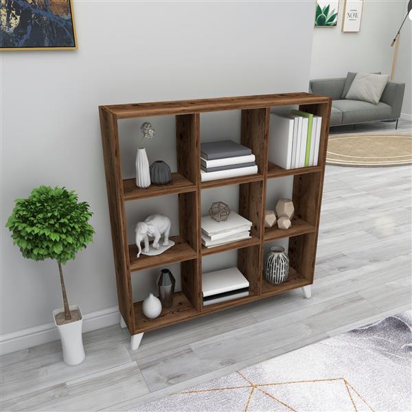 Grote foto en.casa boekenkast svedala schap 100x88x20 cm eiken antiek en wit huis en inrichting overige