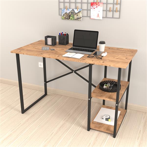 Grote foto en.casa bureau nittedal laptoptafel 75x120x60 cm zwart en eiken huis en inrichting stoelen