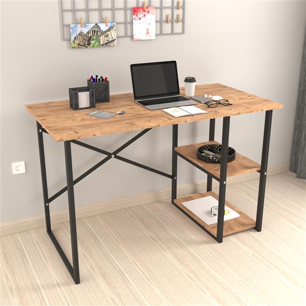 Grote foto en.casa bureau nittedal laptoptafel 75x120x60 cm zwart en eiken huis en inrichting stoelen