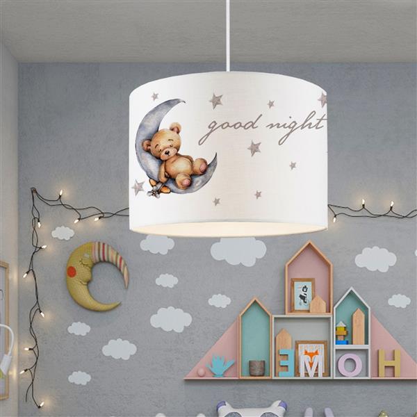 Grote foto lux.pro hanglamp rugby e27 wit met knuffelbeer motief huis en inrichting overige