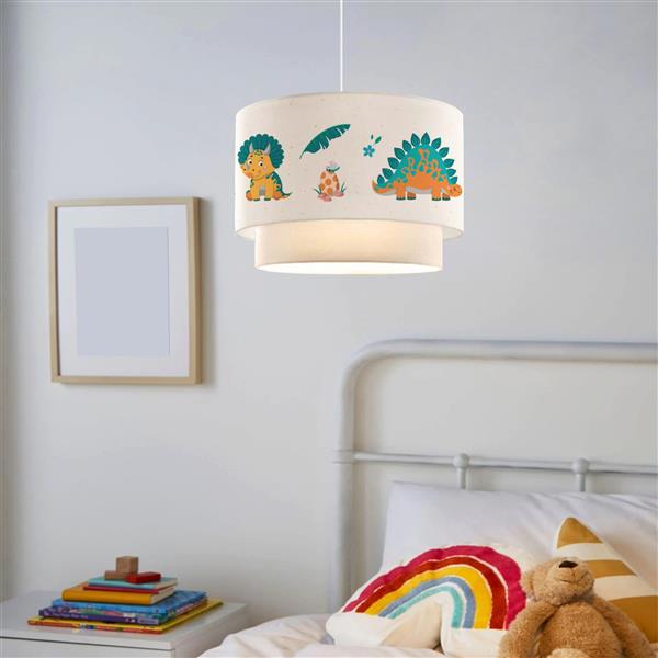 Grote foto lux.pro design hanglamp lurgan e27 wit met dinosaurus motief huis en inrichting overige
