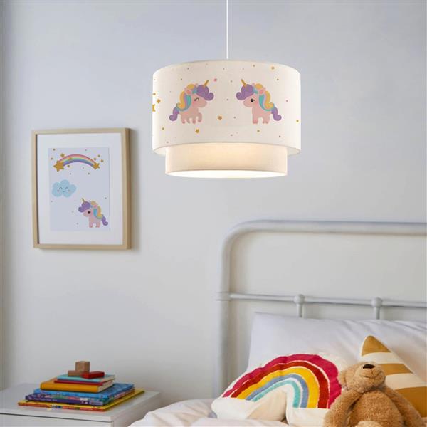 Grote foto lux.pro design hanglamp lurgan e27 wit met eenhoorn motief huis en inrichting overige