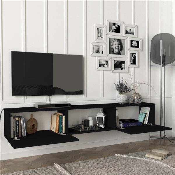 Grote foto en.casa tv meubel paltamo zwevend 180x31x29 5 cm zwart huis en inrichting overige