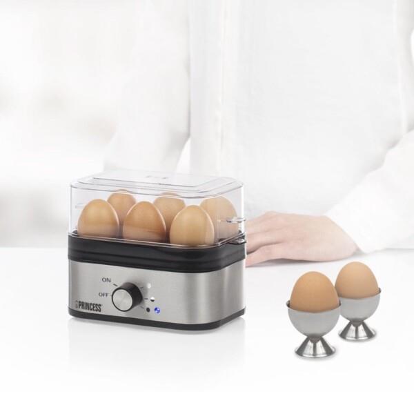 Grote foto princess elektrische eierkoker 262041 geschikt voor 1 tot 6 eieren eierkoker met timer inclusi huis en inrichting keukenbenodigdheden
