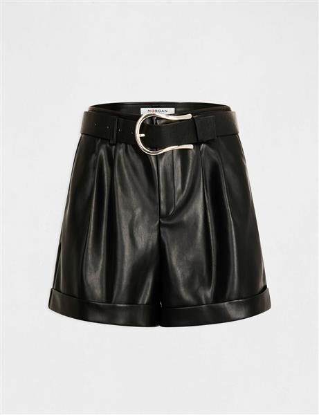 Grote foto belted paperbag shorts faux leather 232 shingry black kleding dames jurken en rokken