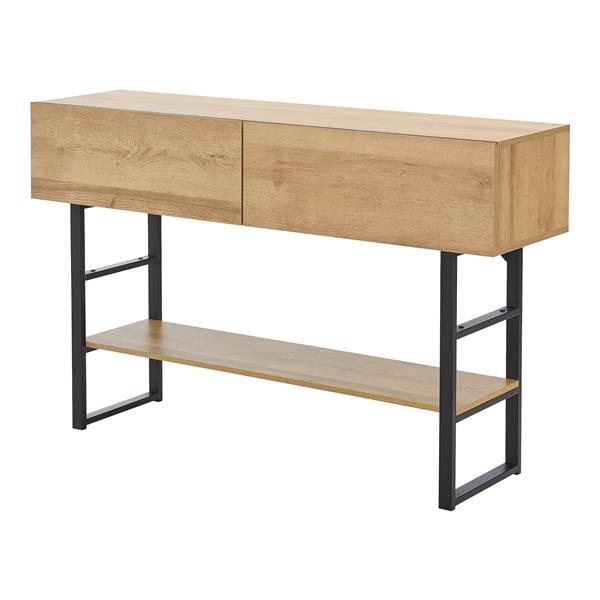 Grote foto en.casa console tafel varberg sidetable 75x120x30 cm zwart en eiken huis en inrichting eettafels