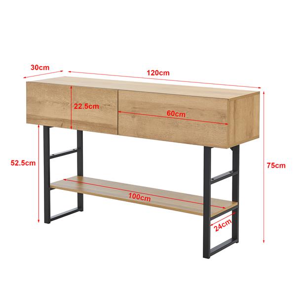 Grote foto en.casa console tafel varberg sidetable 75x120x30 cm zwart en eiken huis en inrichting eettafels