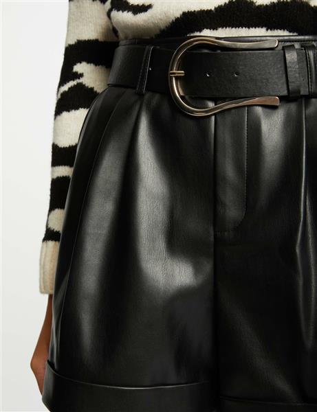 Grote foto belted paperbag shorts faux leather 232 shingry black kleding dames jurken en rokken
