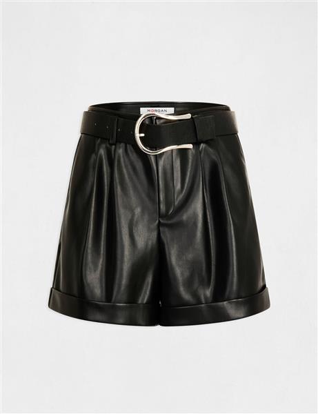 Grote foto belted paperbag shorts faux leather 232 shingry black kleding dames jurken en rokken