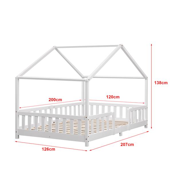 Grote foto en.casa kinderbed treviolo met uitvalbeveiliging 120x200 cm wit mat huis en inrichting overige