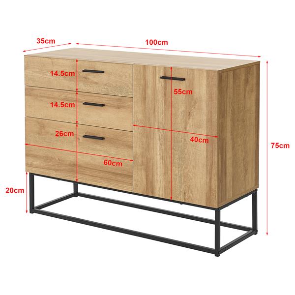 Grote foto en.casa commode orkland 75x100x35 cm zwart en eiken huis en inrichting overige