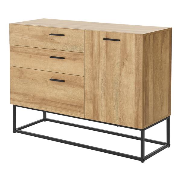 Grote foto en.casa commode orkland 75x100x35 cm zwart en eiken huis en inrichting overige