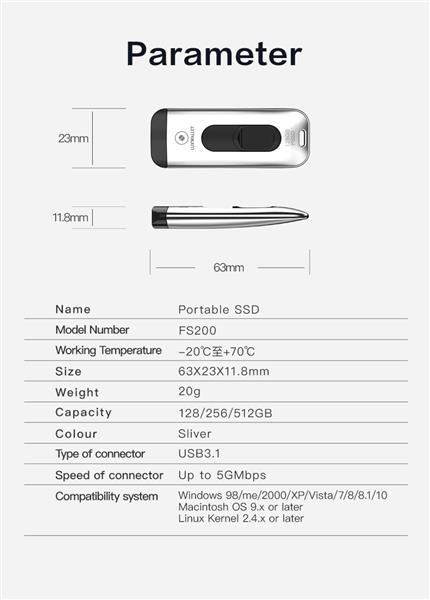 Grote foto luxwallet ssd1 flash drive 128gb 300 mb s usb 3.1 3.0 draagbare ssd hard drive solid state computers en software overige computers en software