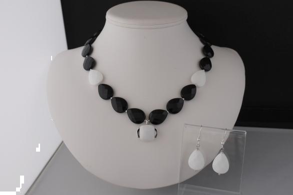 Grote foto onyx ketting oorhanger set sieraden tassen en uiterlijk kettingen