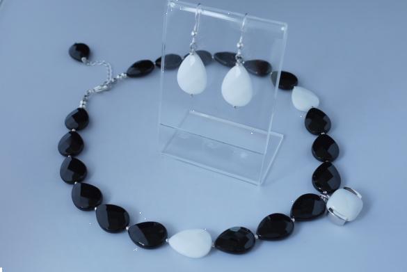 Grote foto onyx ketting oorhanger set sieraden tassen en uiterlijk kettingen