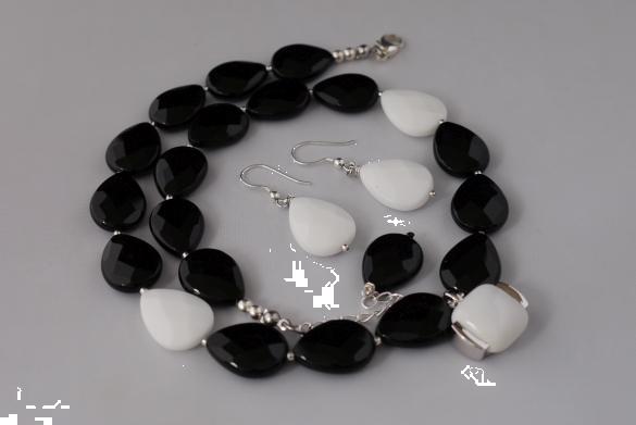 Grote foto onyx ketting oorhanger set sieraden tassen en uiterlijk kettingen