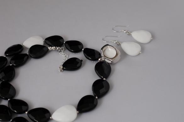 Grote foto onyx ketting oorhanger set sieraden tassen en uiterlijk kettingen