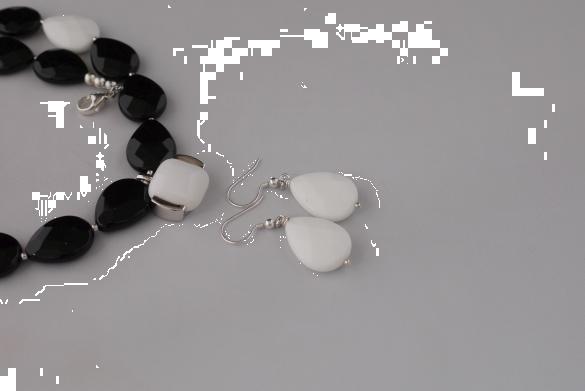 Grote foto onyx ketting oorhanger set sieraden tassen en uiterlijk kettingen